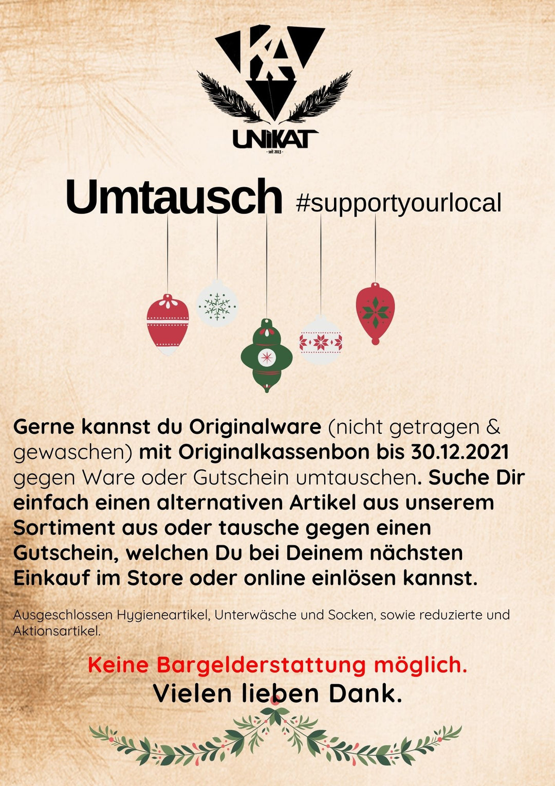 Freude Schenken 🎁 Verlängertes Umtauschrecht