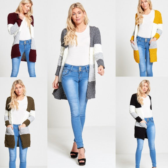 Wir lieben diese gestreiften Herbst Strickcardigans.