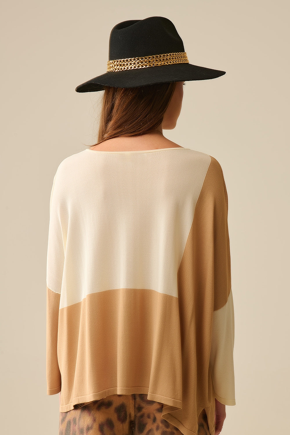 Color Block Fledermausflügel Pullover