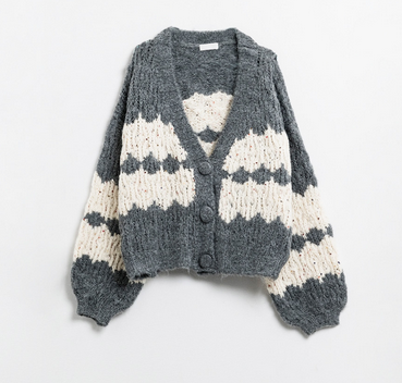 Grobstrick-Cardigan mit Pailletten-Details